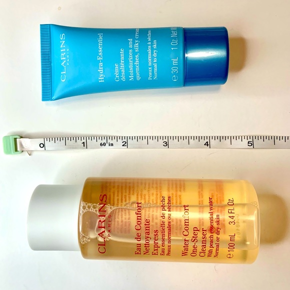 CLARINS PARIS Set Hydra-Essentiel Cream 1oz Facial Cleanser 3.4oz FEED Pouch NEW - Picture 10 of 10